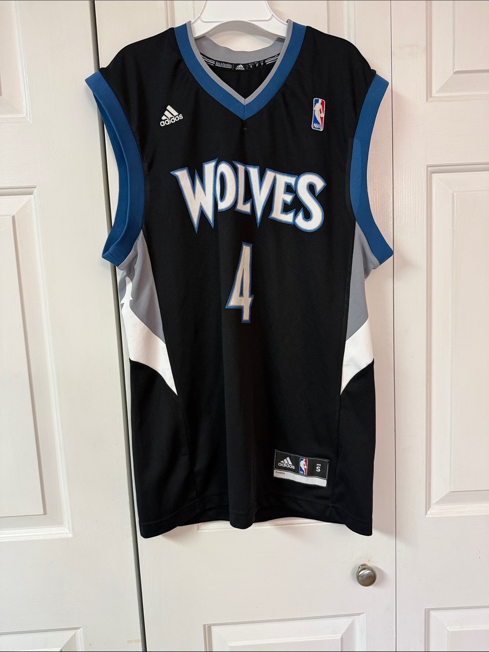 adidas Black and Blue Minnesota Wolves #4 Basketball Jersey